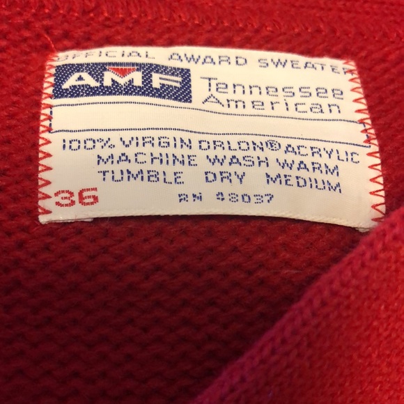 VTG Varsity Letterman Official Award Sweater Cardigan Red Tennessee American 36 - Picture 4 of 5